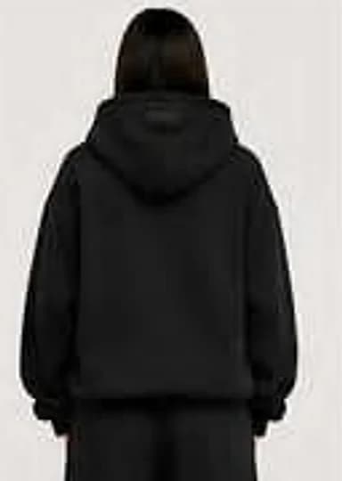 Black hoodie — womens fit, back