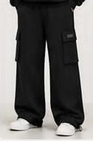 Black sweatpants — mens fit, front