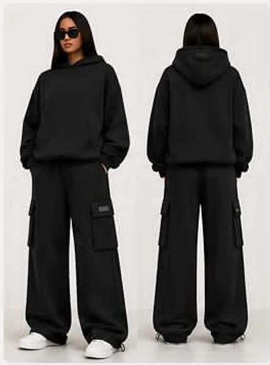 Black tracksuit set — womens fit